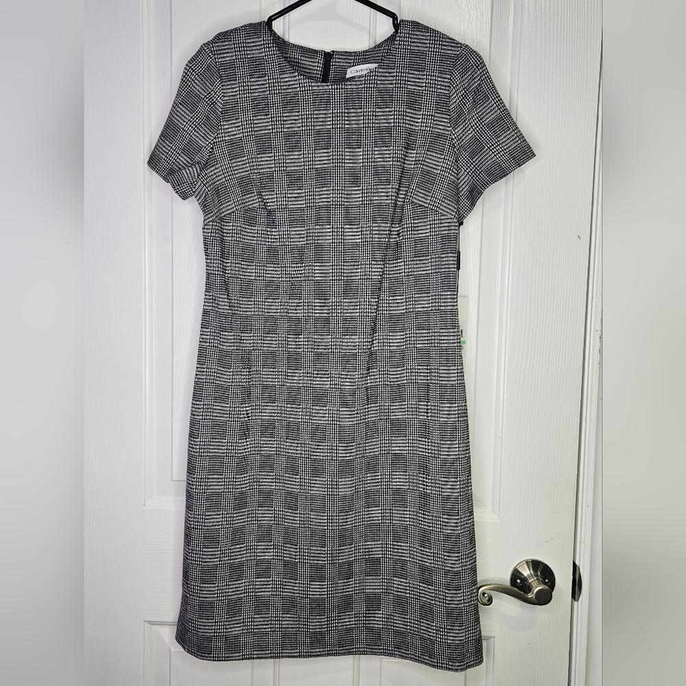NWT Calvin Klein Plaid Shift Dress, Size 8